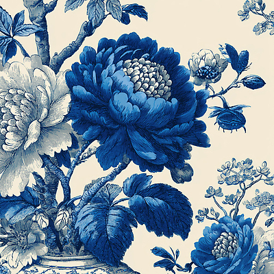 JPG 식물 디자인 꽃 예술 컬러 백그라운드 패턴 일러스트 자연 장식 파란색 빈티지 화려 오브젝트 감성 조화 뷰티풀 테마 국내일러스트 AI일러스트 AI콘텐츠 트왈드주이 컨셉 무늬 생태계 파일형식