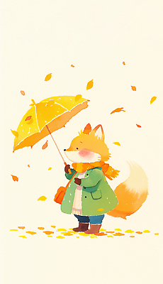JPG 동물 행복 감정 낙엽 일러스트 우산 자연 바람 풍경 노란색 귀여움 산책 외투 여우 색감 국내일러스트 AI일러스트 AI콘텐츠 자연요소 컬러 컨셉 상의 잎 포유류 날씨 휴식 생태계 파일형식