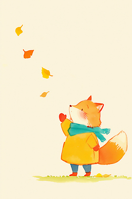 JPG 동물 사계절 행복 어린이 컬러 낙엽 일러스트 모션 자연 따뜻함 풍경 노란색 귀여움 스카프 코트 즐거움 그림 여우 국내일러스트 AI일러스트 AI콘텐츠 계절 감정 컨셉 잎 포유류 사람 목도리 외투 생태계 파일형식