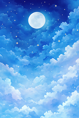 JPG 별 컬러 일러스트 자연 밤하늘 하늘 풍경 빛 평화 달 신비 천문학 뷰티풀 국내일러스트 AI일러스트 AI콘텐츠 자연요소 교육 컨셉 야간 생태계 파일형식