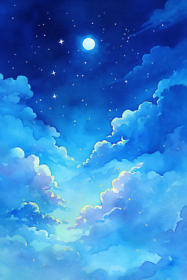 JPG 별 컬러 일러스트 자연 하늘 풍경 빛 우주 꿈 달 편안함 신비 시원함 그림 캔버스 갤럭시 뷰티풀 국내일러스트 AI일러스트 AI콘텐츠 자연요소 컨셉 감각 생태계 파일형식