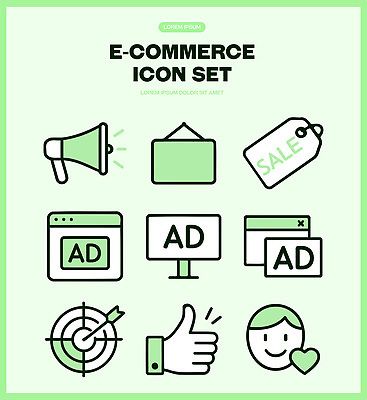 아이콘 디자인 그래픽 쇼핑 세트 홈페이지 꼬리표 판매 고객 알림 전자상거래 마케팅 2D아이콘 AI파일 라벨 파일형식 벡터