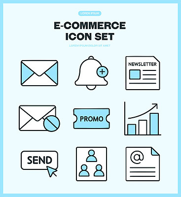 아이콘 디자인 비즈니스 통계 그래픽 판매 자료 이메일 서비스 뉴스레터 전자상거래 전송 소통 사용자 프로모션 2D아이콘 AI파일 템플릿 컨셉 이벤트 파일형식 벡터