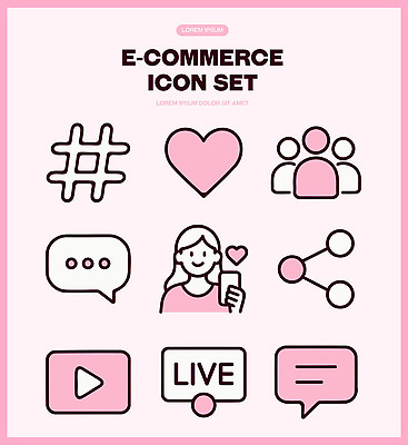 아이콘 디자인 여자 분홍색 커뮤니케이션 그래픽 메시지 심볼 비디오 공유 라이브 소셜미디어 콘텐츠 사용자 2D아이콘 AI파일 컬러 사람 파일형식 벡터