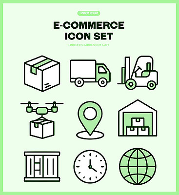 아이콘 지구 그래픽 상자 인포그래픽 트럭 시간 배송 창고 위치 시스템 물류 전자상거래 드론 2D아이콘 AI파일 자동차 파일형식 벡터