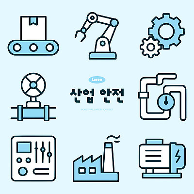 아이콘 산업 공장 안전 기계 발전기 안전장비 파이프 설비 산업안전 기어 제조업 로봇팔 2D아이콘 AI파일 공업 장비 발전소 로봇 시설 파일형식 벡터