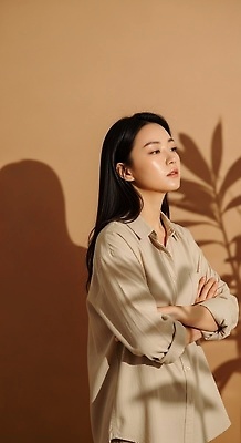 JPG 식물 편집이미지 여자 포즈 백그라운드 실내 그림자 인테리어 뷰티 팔짱 자신감 모던 의료성형뷰티 스타일 편집실사 AI인물포토 AI콘텐츠 디자인 감정 모션 사람 내부 CG 파일형식 AI포토