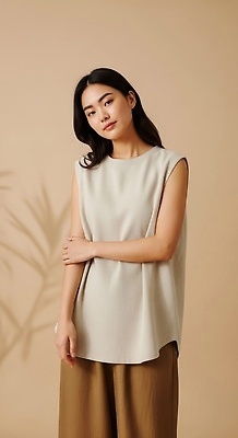 JPG 모델 편집이미지 옷 패션 포즈 미소 촬영 분위기 편안함 모던 베이지색 착용 의료성형뷰티 스타일 편집실사 AI인물포토 AI콘텐츠 컬러 컨셉 표정 감각 CG 파일형식 AI포토