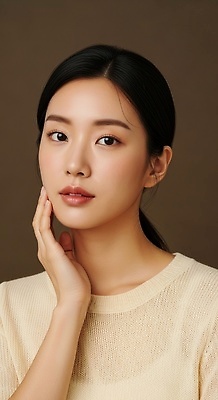 JPG 편집이미지 긴머리 손 여자 얼굴 포즈 자연 검은배경 모던 장면 부드러움 턱 초상화 뷰티풀 의료성형뷰티 편집실사 AI인물포토 AI콘텐츠 헤어스타일 백그라운드 사람 신체부위 검은색 감각 CG 그림 생태계 파일형식 AI포토