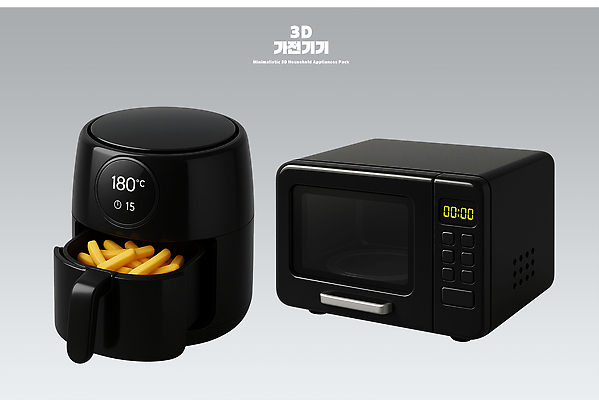 PSD 편집이미지 음식 주방용품 디저트 요리 세트 주방 식사 가전제품 전자레인지 속도 준비 편리함 에어프라이어 편집3D 생활용품 컨셉 3D 레인지 파일형식