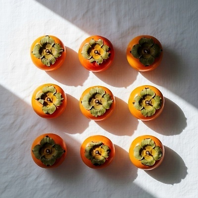 JPG 편집이미지 음식 컬러 백그라운드 과일 디저트 감 햇빛 원형 배열 이미지 편집실사 AI포토 AI콘텐츠 도형 태양 CG 파일형식