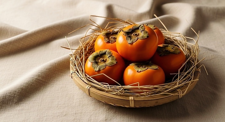 JPG 편집이미지 음식 채소 식탁 감 인테리어 바구니 오브젝트 과일바구니 편집실사 AI포토 AI콘텐츠 디자인 과일 탁자 CG 파일형식