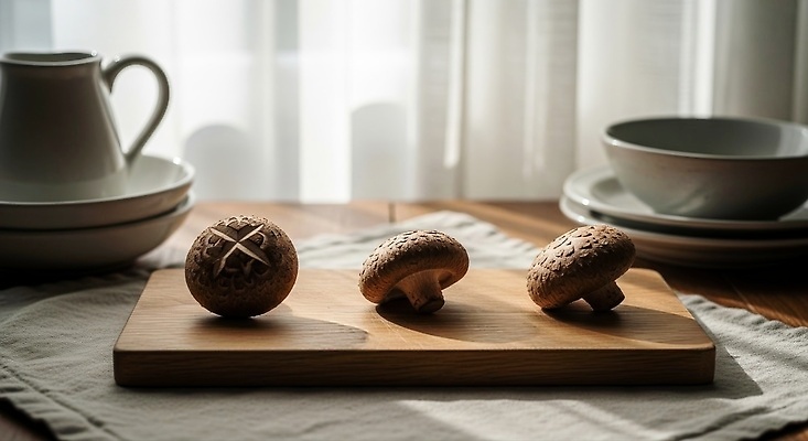 JPG 나무 편집이미지 음식 재료 자연 도마 요리 주방 식사 버섯 신선 오브젝트 준비 유기농 편집실사 AI포토 AI콘텐츠 코티지코어 식물 웰빙 주방용품 유행 CG 생태계 파일형식