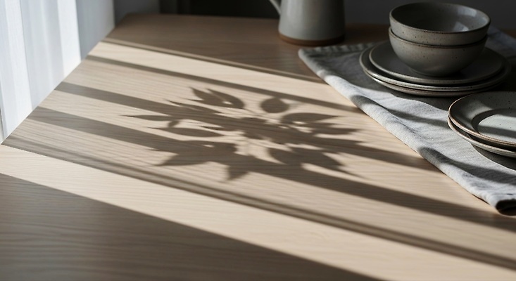 JPG 나무 편집이미지 접시 식탁 탁자 조명 그림자 컵 인테리어 햇빛 공간 모던 준비 차분 편집실사 AI포토 AI콘텐츠 코티지코어 식물 식기 디자인 가구 컨셉 태양 유행 CG 파일형식