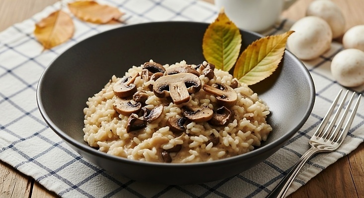 JPG 편집이미지 음식 식탁 탁자 따뜻함 요리 갈색 식사 버섯 밀가루 리조또 맛있는 편집실사 AI포토 AI콘텐츠 코티지코어 컬러 가구 유행 가루 CG 파일형식