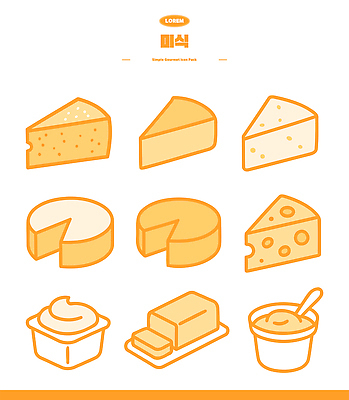 디자인 음식 컬러 일러스트 치즈 귀여움 사각형 매력적 원형 삼각형 맛 버터 국내일러스트 AI파일 도형 컨셉 유제품 파일형식 벡터