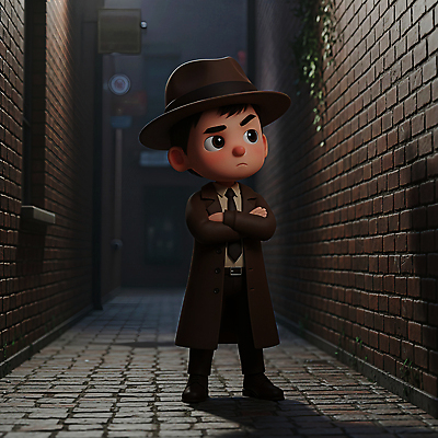 JPG 편집이미지 빛 도시풍경 팔짱 분위기 골목길 중절모 오브젝트 탐정 편집3D AI컴퓨터그래픽 AI콘텐츠 모자_잡화 길 컨셉 모션 풍경 3D 도시 파일형식
