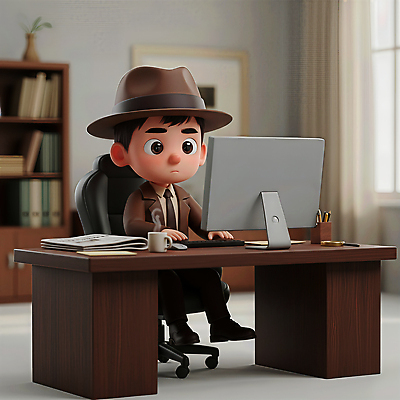 JPG 편집이미지 캐릭터 어린이 놀이 문구용품 앉기 컴퓨터 사무실 귀여움 사무용품 업무 집중 책상 탐정 편집3D AI컴퓨터그래픽 AI콘텐츠 가구 컨셉 비즈니스 모션 사람 전자제품 3D 작업 오브젝트 파일형식