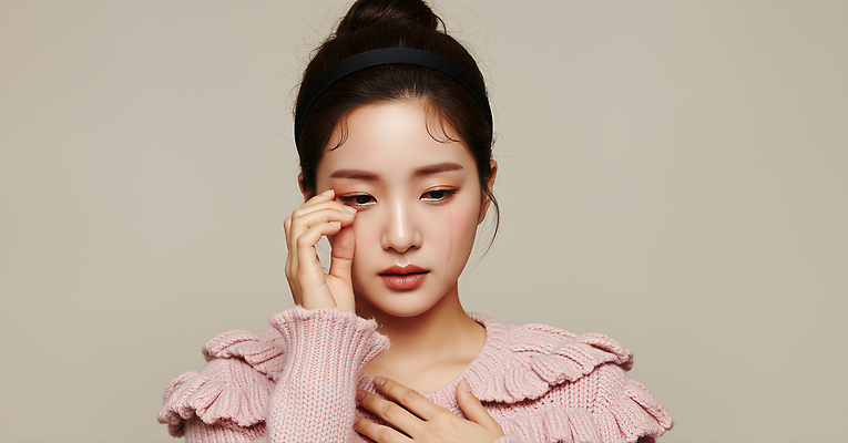 JPG 편집이미지 손 여자 패션 감정 분홍색 포즈 표정 촬영 우아함 스웨터 니트 사색 뷰티풀 턱선 의료성형뷰티 스타일 편집실사 AI인물포토 AI콘텐츠 컬러 컨셉 상의 생각 사람 신체부위 CG 턱 파일형식 AI포토