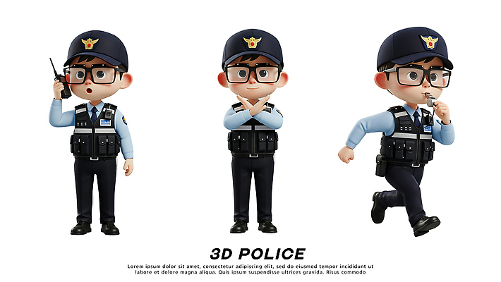 PSD 편집이미지 캐릭터 모션 3D캐릭터 경비 3D 통신기기 장비 경찰 경찰복 의사소통 편집3D 직업 유니폼 통신 안전 기계 보호 디지털합성 파일형식
