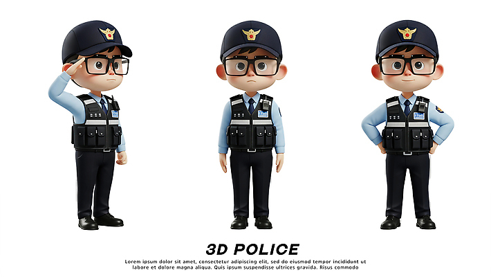 PSD 편집이미지 직업 캐릭터 디자인 어린이 포즈 유니폼 3D캐릭터 안전 3D 게임 경찰 편집3D 옷 놀이 사람 디지털합성 파일형식