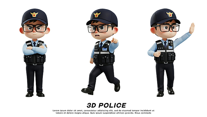 모양 PSD 편집이미지 캐릭터 디자인 옷 포즈 모션 3D캐릭터 그래픽 3D 게임 경찰 편집3D 직업 놀이 디지털합성 파일형식