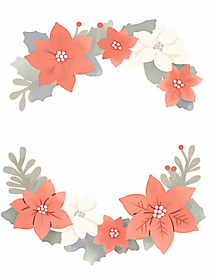 JPG 식물 디자인 계절 꽃 백그라운드 크리스마스 겨울 일러스트 자연 페인팅 장식 화환 조화 포인세티아 뷰티풀 색감 시각디자인 연말 국내일러스트 AI일러스트 AI콘텐츠 기념일 생태계 파일형식