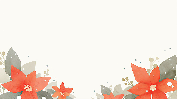 JPG 식물 디자인 꽃 예술 백그라운드 잎 일러스트 자연 수채화 따뜻함 풍경 장식 빨간색 인테리어 분위기 편안함 배열 화사함 조화 포인세티아 색채 국내일러스트 AI일러스트 AI콘텐츠 컬러 컨셉 감각 생태계 파일형식