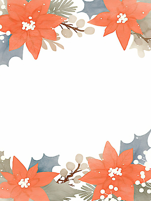 JPG 디자인 계절 꽃 컬러 백그라운드 크리스마스 일러스트 자연 수채화 따뜻함 장식 인테리어 축제 화려 입체 그림 포인세티아 뷰티풀 연말 국내일러스트 AI일러스트 AI콘텐츠 식물 기념일 컨셉 생태계 파일형식