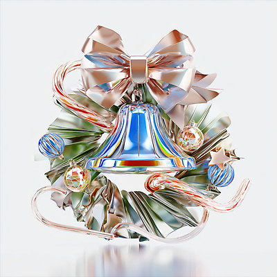 JPG 편집이미지 계절 리본 컬러 크리스마스 조명 밝음 장식 반짝임 축제 화환 초인종 크리스마스리스 편집3D AI컴퓨터그래픽 AI콘텐츠 기념일 꽃 모션 3D 종 파일형식