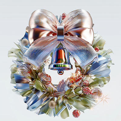 JPG 편집이미지 디자인 계절 감정 컬러 크리스마스 선물 장식 축제 화환 초인종 화려 오브젝트 조화 생성 크리스마스리스 편집3D AI컴퓨터그래픽 AI콘텐츠 기념일 꽃 컨셉 3D 종 파일형식