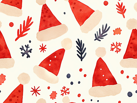 JPG 식물 디자인 기념일 감정 컬러 백그라운드 크리스마스장식 크리스마스 겨울 패턴 일러스트 수채화 잔디 장식 빨간색 세트 축제 눈송이 연말 국내일러스트 AI일러스트 AI콘텐츠 계절 무늬 눈_날씨 이벤트 파일형식