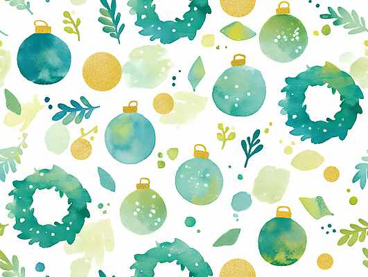 JPG 디자인 예술 상징 컬러 백그라운드 잎 크리스마스 패턴 일러스트 자연 수채화 장식 파란색 축제 금색 원형 분위기 뷰티풀 창의성 국내일러스트 AI일러스트 AI콘텐츠 도형 식물 기념일 컨셉 무늬 생태계 파일형식