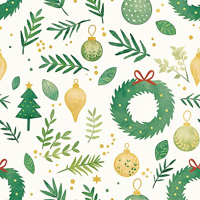 JPG 나무 식물 디자인 크리스마스 패턴 일러스트 자연 나뭇잎 선물 장식 크리스마스트리 원형 구슬 조화 뷰티풀 색감 홀리데이 오너먼트 국내일러스트 AI일러스트 AI콘텐츠 도형 기념일 잎 크리스마스장식 무늬 휴가 생태계 파일형식