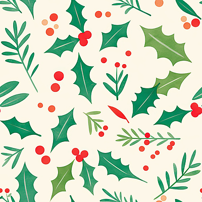 JPG 식물 디자인 계절 열매 컬러 백그라운드 잎 크리스마스 패턴 일러스트 자연 이벤트 장식 빨간색 초록색 축제 오브젝트 국내일러스트 AI일러스트 AI콘텐츠 기념일 무늬 생태계 파일형식
