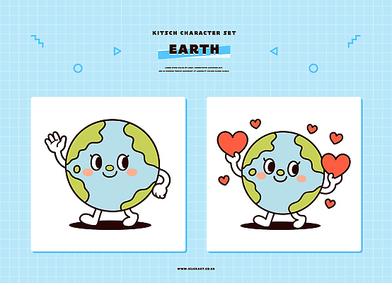 캐릭터 디자인 행복 지구 어린이 일러스트 의인화 사랑 미소 걷기 귀여움 하트 표현 친환경 창의력 아기자기 일러캐릭터 지구캐릭터 AI파일 모양 감정 컨셉 모션 표정 사람 환경 파일형식 벡터