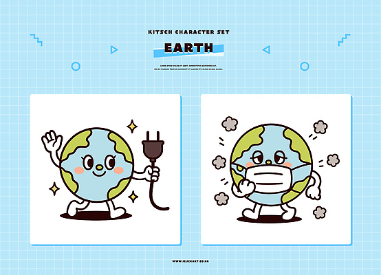 캐릭터 디자인 교육 감정 지구 일러스트 전구 생명 마스크 미소 환경 표현 비교 오염 그림 친환경 지구의날 일러캐릭터 지구캐릭터 AI파일 기념일 컨셉 표정 파일형식 벡터