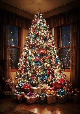 JPG 나무 편집이미지 전통 기념일 크리스마스 겨울 가족 조명 실내 따뜻함 선물 사랑 장식 크리스마스트리 축제 휴일 편집실사 AI포토 AI콘텐츠 식물 계절 감정 관계 이벤트 내부 CG 파일형식