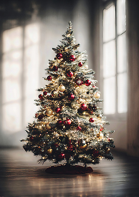 JPG 나무 편집이미지 크리스마스 겨울 전구 조명 실내 장식 빨간색 반짝임 크리스마스트리 축제 금색 분위기 편안함 오후 편집실사 AI포토 AI콘텐츠 식물 계절 기념일 컬러 컨셉 모션 내부 감각 CG 파일형식