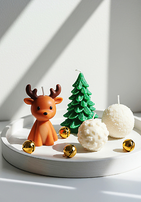 JPG 편집이미지 명절 크리스마스 겨울 초 사슴 조명 따뜻함 장식 인테리어 크리스마스트리 공간 분위기 오브젝트 향초 편집실사 AI포토 AI콘텐츠 전통 디자인 계절 기념일 컨셉 포유류 CG 파일형식