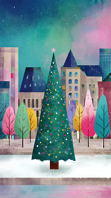 JPG 나무 컬러 크리스마스 겨울 일러스트 가족 거리 따뜻함 풍경 이벤트 여러명 건물 장식 친구 크리스마스트리 축제 도시 화려 휴일 뷰티풀 국내일러스트 AI일러스트 AI콘텐츠 식물 건축물 계절 기념일 다수 컨셉 관계 사람 파일형식