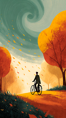 JPG 나무 길 여유 여행 단풍 낙엽 일러스트 자연 하늘 바람 풍경 독서 운동 평화 자전거 산책 가을 뷰티풀 국내일러스트 AI일러스트 AI콘텐츠 자연요소 식물 계절 감정 컨셉 잎 날씨 휴식 건강 바이크 생태계 파일형식