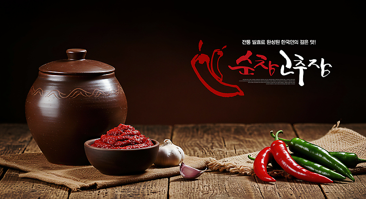 JPG 편집이미지 한국문화 한식 고추 반찬 빨간색 전통음식 항아리 고추장 찌개 매움 건강식 순창 순창고추장 핸드메이드 이미지편집 AI컴퓨터그래픽 AI콘텐츠 동양문화 전통 음식 컬러 채소 한국 도자기 양념 맛 전라북도 파일형식