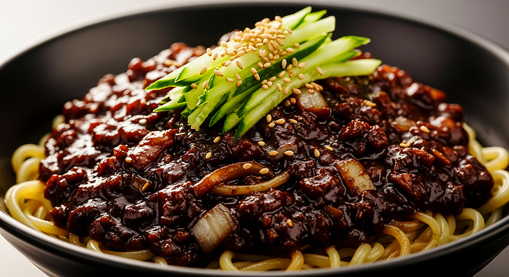 JPG 편집이미지 음식 오이 요리 중식 주방 식사 면류 맛 짜장면 깨 편집실사 AI포토 AI콘텐츠 컨셉 채소 식재료 조미료 CG 파일형식