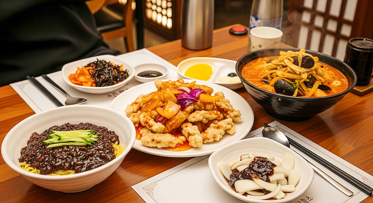 JPG 편집이미지 음식 반찬 함께함 일상 중식 식당 식사 면류 짜장면 저녁 탕수육 점심 짬뽕 맛집 편집실사 AI포토 AI콘텐츠 컨셉 라이프 상점 야간 CG 파일형식