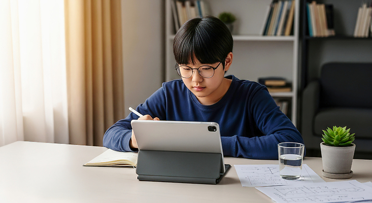 JPG 식물 편집이미지 학생 교육 모션 기술 물 학습 태블릿 공책 방 시간 편안함 집중 정리 조용 의료성형뷰티 편집실사 AI인물포토 AI콘텐츠 자연요소 컨셉 문구용품 전자제품 스마트기기 감각 CG 파일형식 AI포토