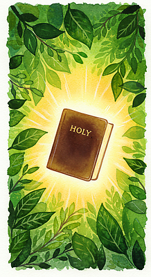 JPG 나무 식물 종교 잎 일러스트 자연 책 초록색 빛 환경 맑음 성경 기도 신비 소중 조화 국내일러스트 AI일러스트 AI콘텐츠 컬러 컨셉 종교용품 날씨 생태계 파일형식