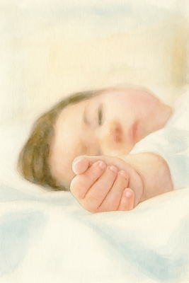 JPG 손 행복 얼굴 일러스트 가족 베개 아침 사랑 미소 평화 꿈 아기 잠 보호 편안함 순수 부드러움 조용 국내일러스트 AI일러스트 AI콘텐츠 주간 감정 컨셉 관계 침구 표정 사람 신체부위 감각 파일형식