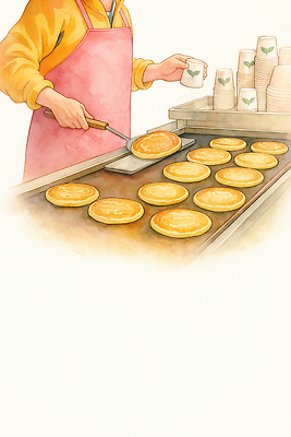 JPG 음식 일러스트 주방용품 따뜻함 요리 주방 식사 달콤 아침식사 즐거움 준비 제빵 뒤집기 호떡 맛있는 국내일러스트 AI일러스트 AI콘텐츠 감정 생활용품 모션 제과제빵 맛 겨울간식 파일형식