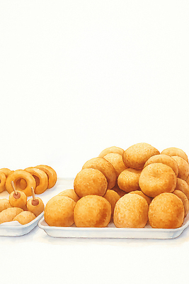 JPG 접시 음식 빵 일러스트 탁자 아침 디저트 노란색 제과 과자 식사 빵집 도넛 맛 굽기 즐거움 찹쌀도너츠 간편조리식품 바삭바삭 국내일러스트 AI일러스트 AI콘텐츠 주간 식기 감정 컬러 가구 컨셉 제과제빵 상점 구이 파일형식